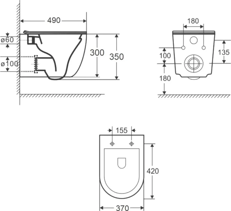 Комплект  Унитаз подвесной BOND Oval F10-10 безободковый, с микролифтом + Система инсталляции для унитазов Grohe Rapid SL 38772001, 3 в 1 с кнопкой см