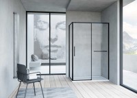Душевой уголок Vincea Slim Soft VSR-1SS9011CLB 110x90, профиль черный, стекло прозрачное