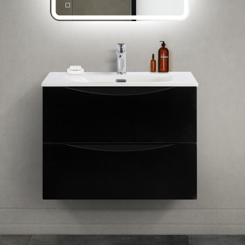 Тумба с раковиной BelBagno Marino-cer-mini 70 подвесная, nero lucido