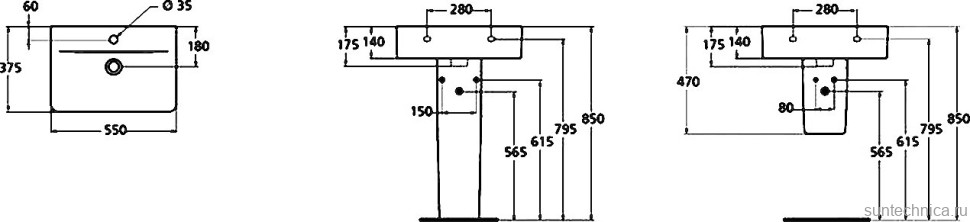 Раковина Ideal Standard Connect Cube E788601 55 см