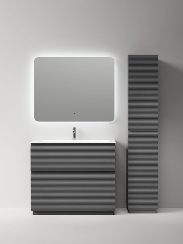 Мебель для ванной комнаты Sancos Folk Floor 100 напольная, grey soft, раковина CN7013