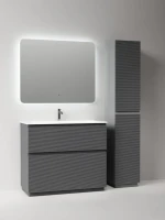 Мебель для ванной комнаты Sancos Folk Floor 100 напольная, grey soft, раковина CN7013