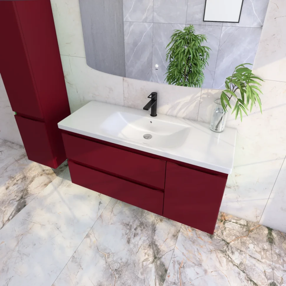 Тумба с раковиной Caprigo Forte 120 R подвесная, бордовая