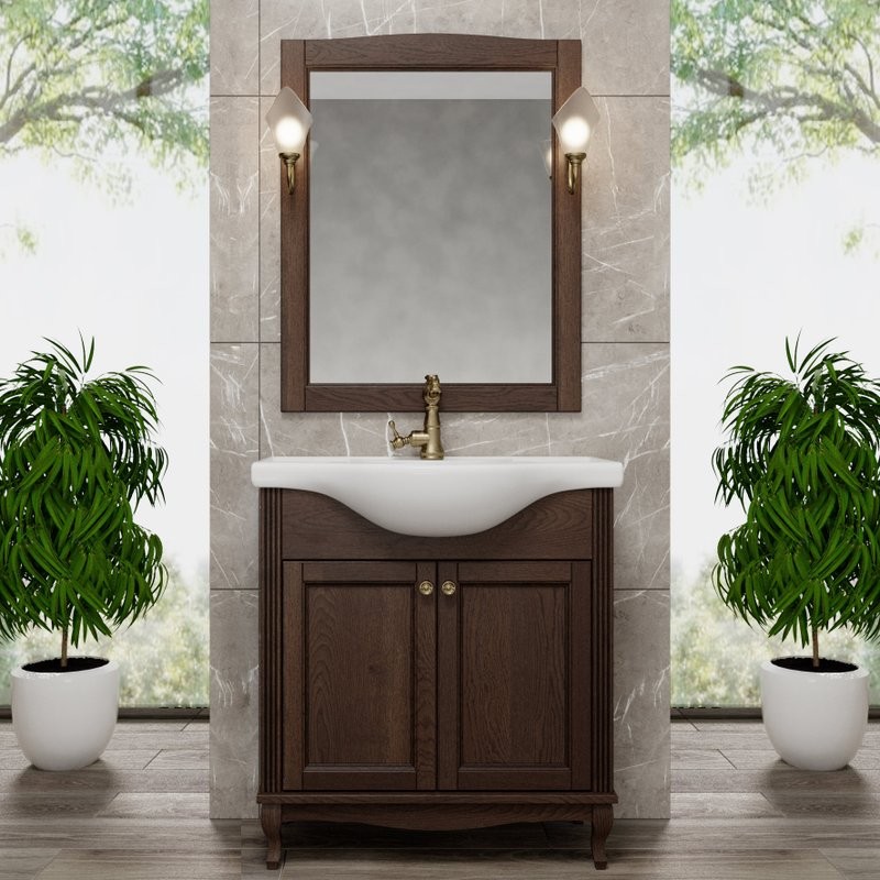 Мебель для ванной комнаты ValenHouse Эллина 80 кальяри, 2 дверцы, ручки бронза