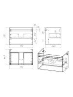 Тумба с раковиной Teymi Vitra 70 дуб, графит волна