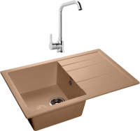 Комплект Мойка GranFest Quadro GF-Q780L топаз + Смеситель MEGA Ege MG-PL10 хром