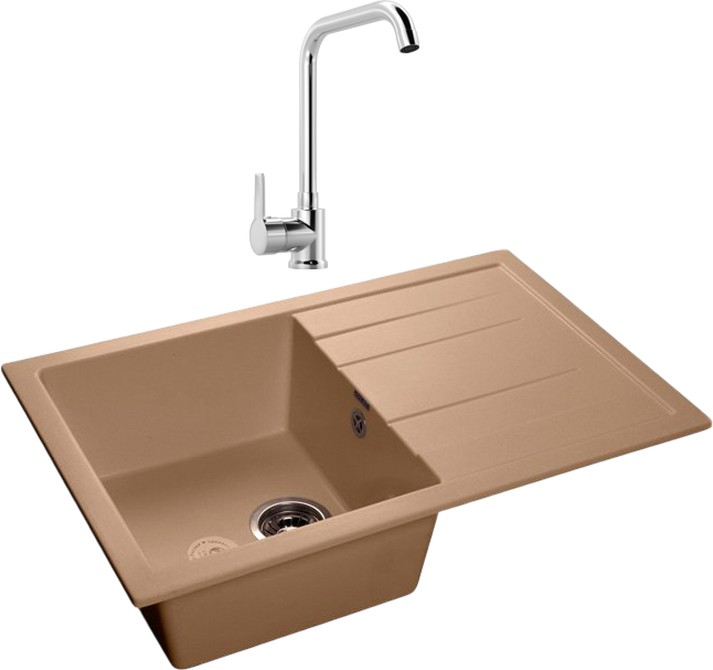 Комплект Мойка GranFest Quadro GF-Q780L топаз + Смеситель MEGA Ege MG-PL10 хром