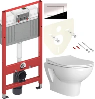Комплект Унитаз подвесной VitrA Zentrum 55795B003-0075 + Крышка 801-003-019 с микролифтом + Инсталляция TECE Now 9400412 4 в 1 с кнопкой смыва