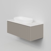 Тумба под раковину со столешницей La Fenice Terra 100 подвесная, cappuccino, бежевая матовая, столешница белый мрамор