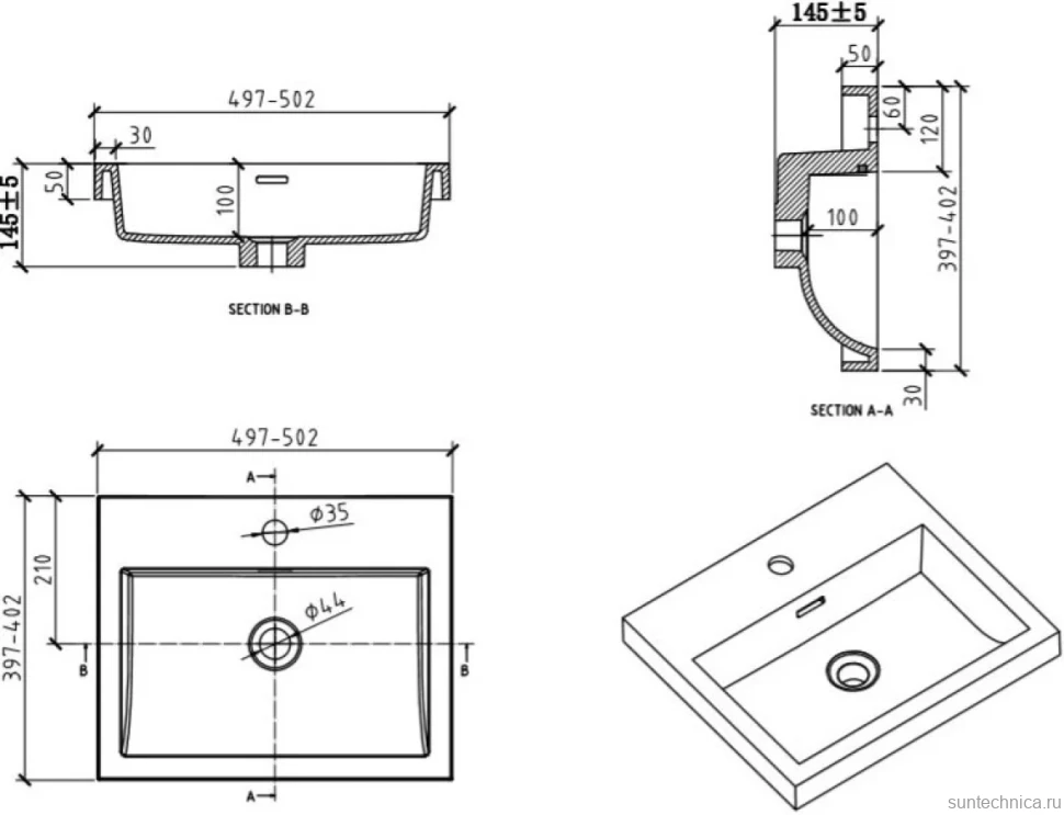 Мебельная раковина BelBagno BB-500-PM-LVB 50