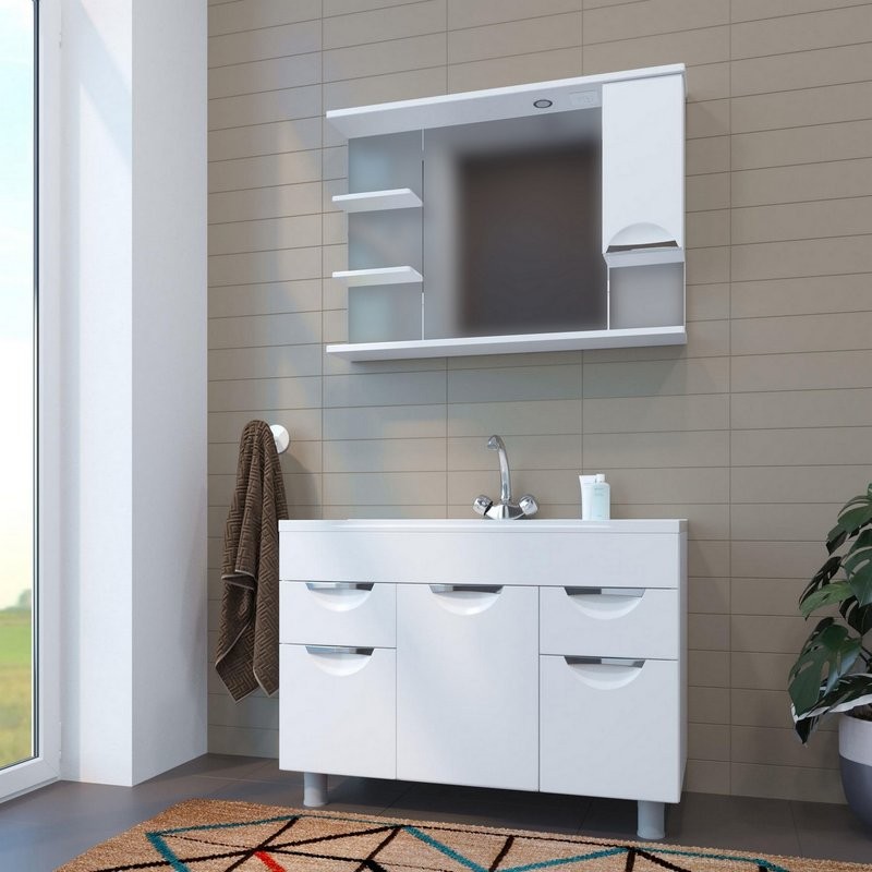 Шкаф с зеркалом в ванную MIXLINE 100х19х69,2 Белый ПВХ, 540872