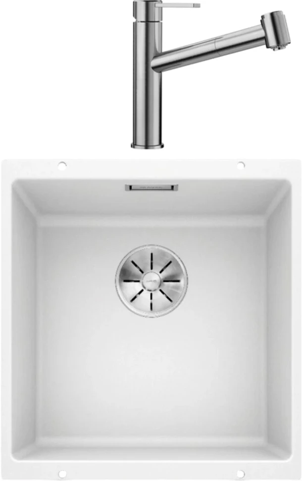 Комплект Мойка Blanco Subline 400-U белая + Смеситель Ambis-S 523119