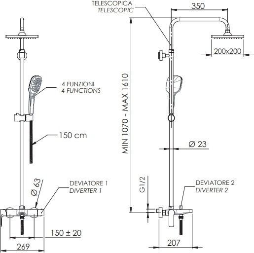 Душевая стойка Remer Energy EY34ASD20