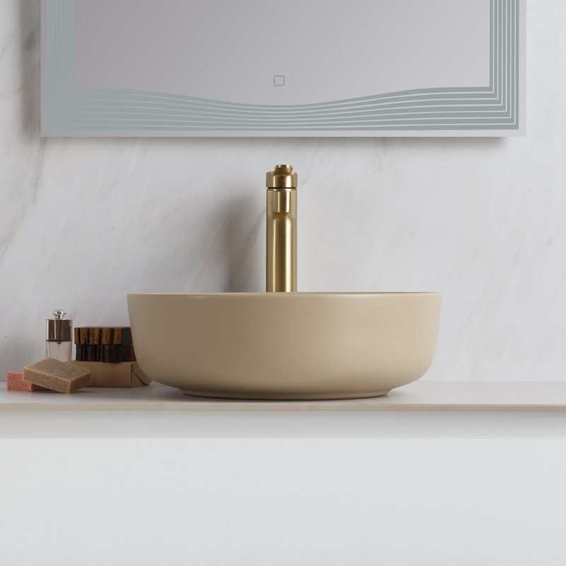 Накладная раковина BelBagno BB1315-H316 бежевая матовая