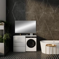 Мебель для ванной комнаты Style Line Даллас 130 L Люкс Plus напольная, белая, 3 ящика, зеркало DIWO Элиста
