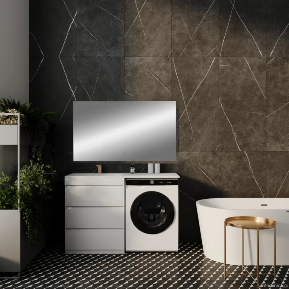 Мебель для ванной комнаты Style Line Даллас 130 L Люкс Plus напольная, белая, 3 ящика, зеркало DIWO Элиста