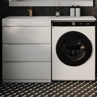 Мебель для ванной комнаты Style Line Даллас 130 L Люкс Plus напольная, белая, 3 ящика, зеркало DIWO Элиста