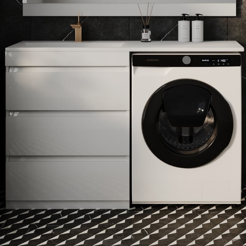 Мебель для ванной комнаты Style Line Даллас 130 L Люкс Plus напольная, белая, 3 ящика, зеркало DIWO Элиста