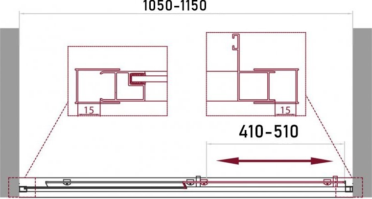 Душевая дверь в нишу BelBagno Unique BF-1-100/115-P-Cr стекло punto