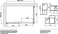 Душевой уголок Vegas Glass ZP+ZPV Tur Novo h1900 140*70 09 10 профиль золото, стекло сатин