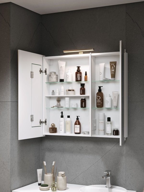 Зеркало-шкаф Alavann Cosmetic трюмо 90x80 с приближением, глянцевый белый