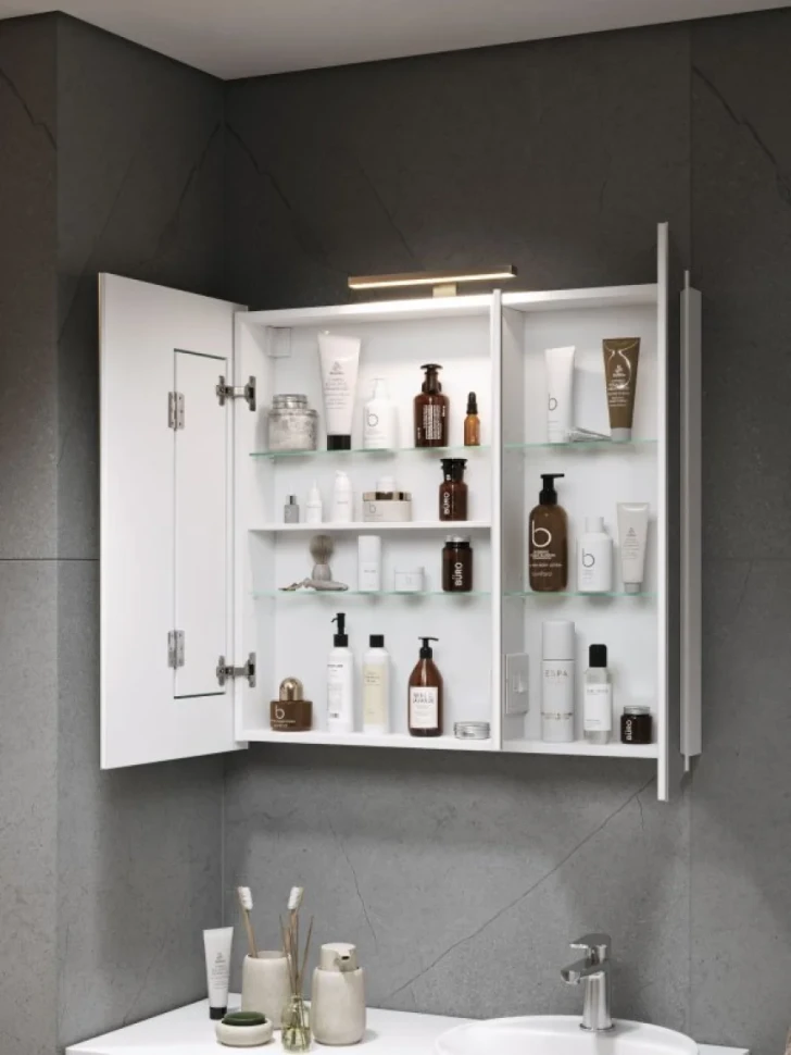 Зеркало-шкаф Alavann Cosmetic трюмо 90x80 с приближением, глянцевый белый