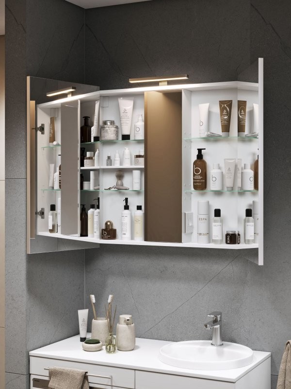 Зеркало-шкаф Alavann Cosmetic трюмо 90x80 с приближением, глянцевый белый