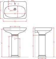 Раковина ArtCeram Civitas CIL001 68 см с пьедесталом