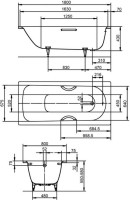Стальная ванна Kaldewei Advantage Saniform Plus Star 337 180x80 см, пристенная, на ножках, с ручками, с самоочищающимся покрытием