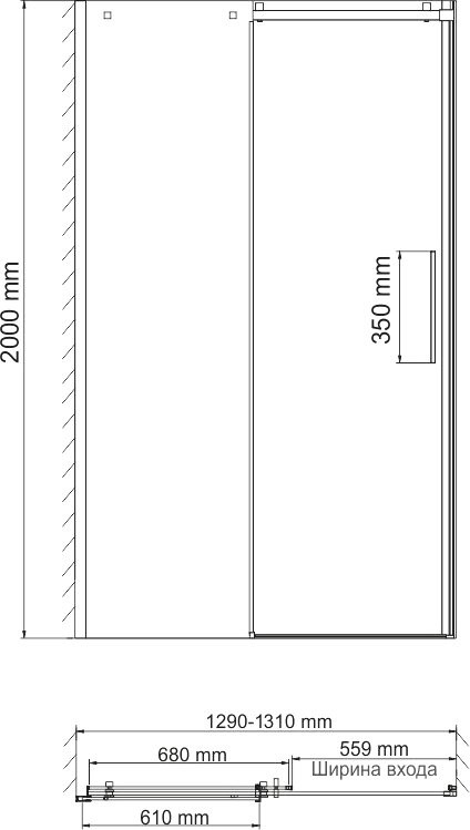 Душевая дверь в нишу Wasserkraft Alme 15R30 130 см