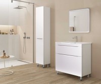 Тумба с раковиной Style Line Бергамо Мини 70 Люкс Plus напольная, антискрейтч белая