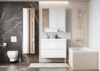 Тумба с раковиной AQUATON Сканди 90 белый глянец, белый матовый