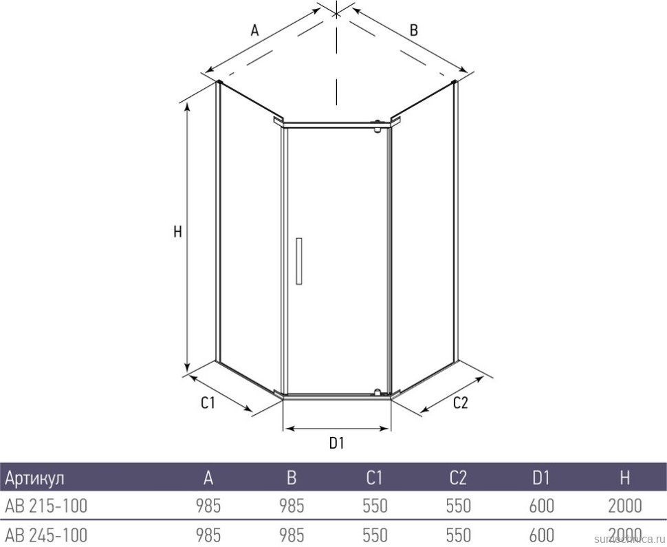 Душевой уголок Alex Baitler AB215-100