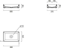 Накладная раковина GSI Kube X 60x37, серая, прямоугольная