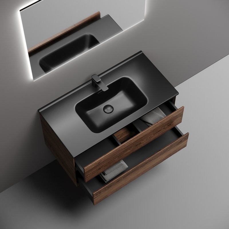 Мебель для ванной комнаты Sancos Marmi 2.0 90 дуб чарльстон, раковина CN7002MB