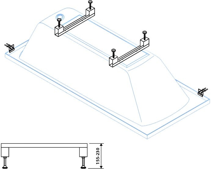 Акриловая ванна Cezares Plane Solo Mini 170x80 см, пристенная, белая, на ножках