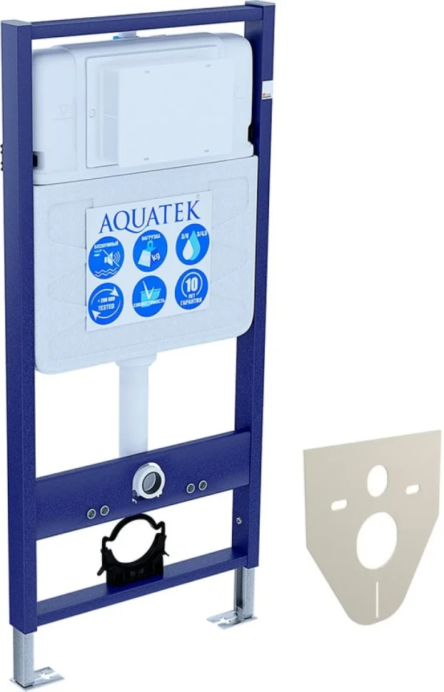 Комплект Унитаз подвесной AQUATEK Вега AQ1905-00 безободковый, с микролифтом + Инсталляция Standard INS-0000012 + Комплект креплений KKI-0000002 + Кнопка KDI-0000010 глянцевый хром