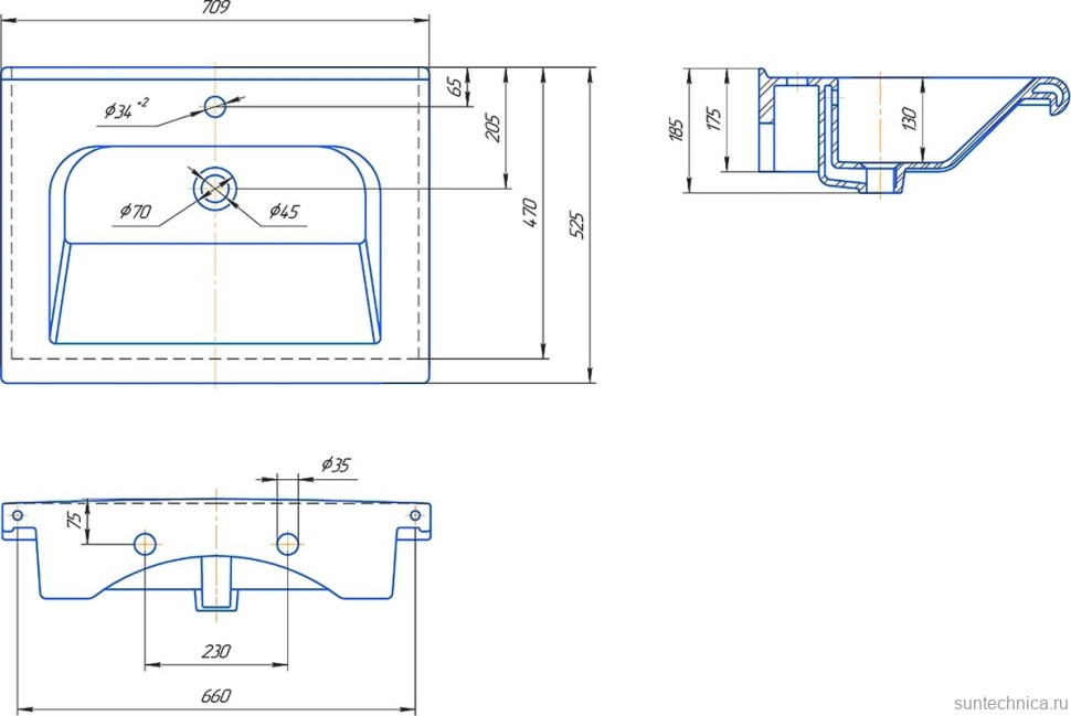 Тумба с раковиной Sanflor Бруно 70, белый, орегон