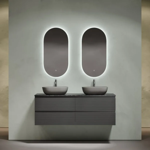 Мебель для ванной комнаты Sancos Folk 140 grey soft, столешница черный мрамор TT140A1X, раковина CN6009MDH
