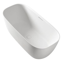 Ванна из искусственного камня AltroBagno Luciana 090221 170x80 см, отдельностоящая, матовая белая, овальная, на ножках, с донным клапаном