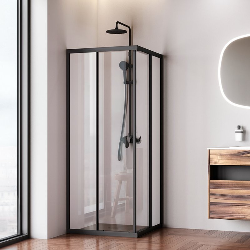 Душевой уголок AM.PM Sunny W87G-403-8080-BT 80x80 см, черный матовый