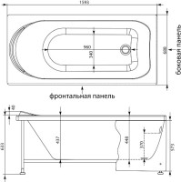 Акриловая ванна Aquanet Nord 160x70 см, пристенная, белая, с каркасом