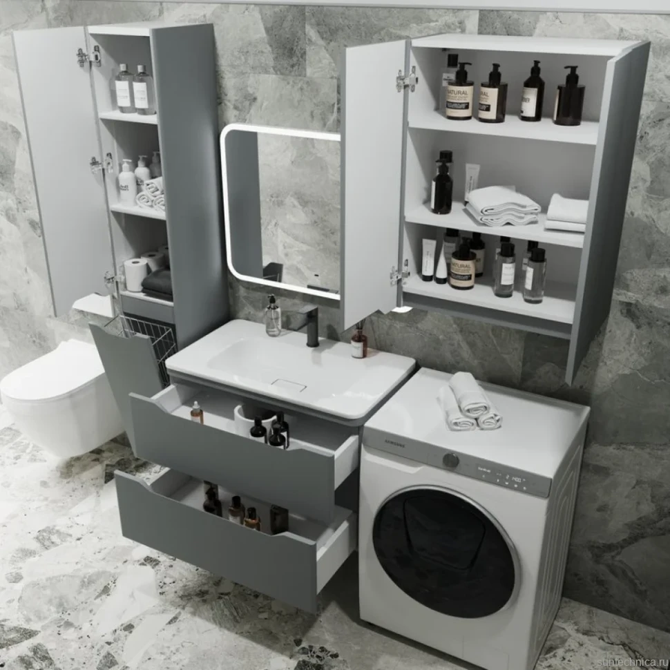 Мебель для ванной комнаты Style Line Марелла 80 подвесная, серая