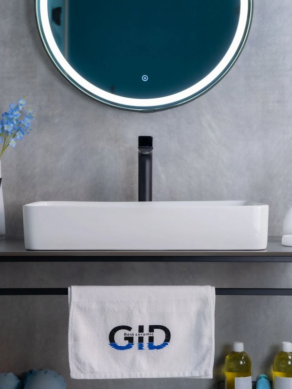 Накладная раковина GID Geometrico N9396 60 глянцевая белая, прямоугольная, фаянс