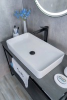 Накладная раковина GID Geometrico N9396 60 глянцевая белая, прямоугольная, фаянс