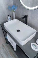 Накладная раковина GID Geometrico N9396 60 глянцевая белая, прямоугольная, фаянс