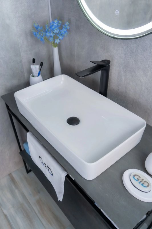 Накладная раковина GID Geometrico N9396 60 глянцевая белая, прямоугольная, фаянс