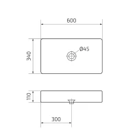 Накладная раковина GID Geometrico N9396 60 глянцевая белая, прямоугольная, фаянс