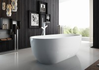 Акриловая ванна BelBagno BB70-1500-800 150x80 см, отдельностоящая, белая, овальная, на ножках, со сливом-переливом