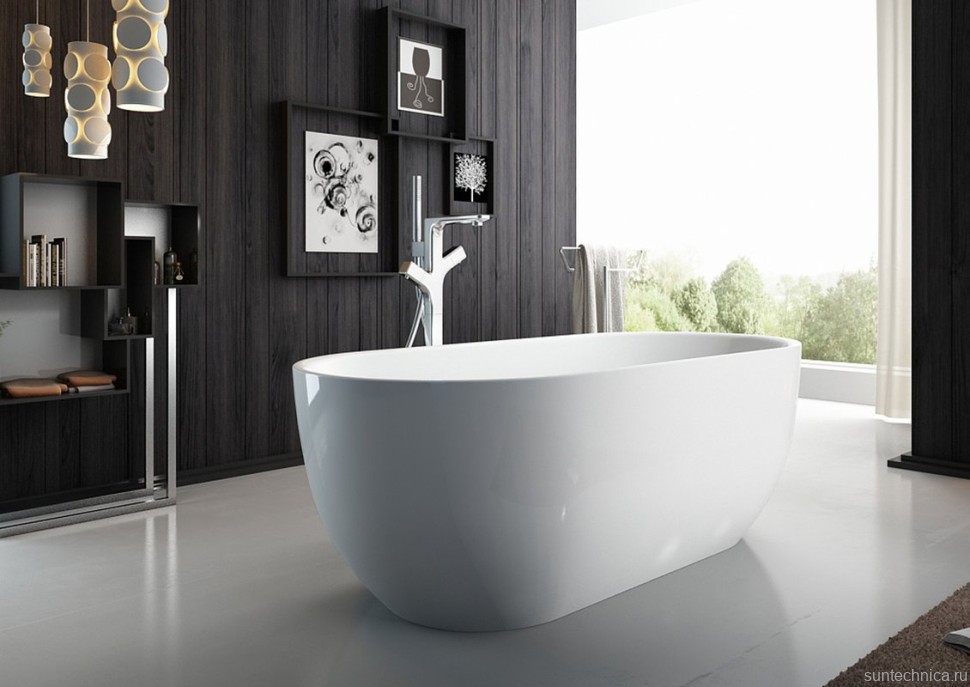 Акриловая ванна BelBagno BB70-1500-800 150x80 см, отдельностоящая, белая, овальная, на ножках, со сливом-переливом